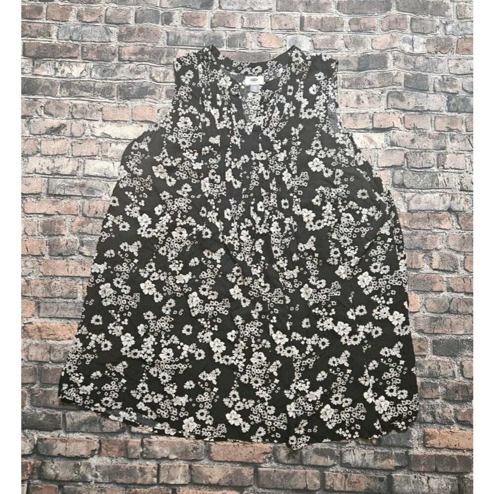 Old Navy Tunic Dress Floral Plus Size XXL Black & White